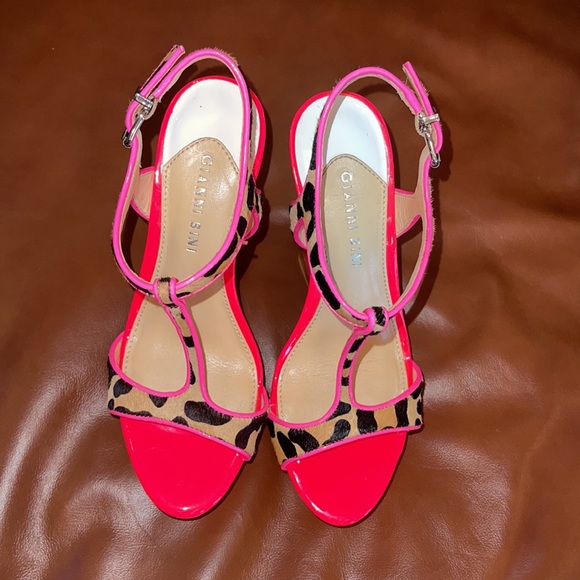 Gianni Bini - Pink and leopard wedges size 7.5 - Picture 2 of 9